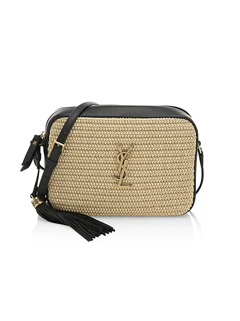 Saint Laurent Lou Medium YSL Monogram Raffia Camera Bag