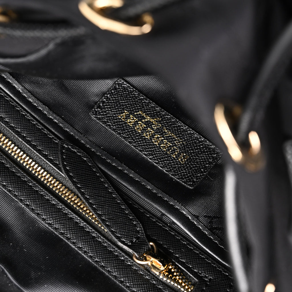 Burberry The Rucksack – Black Nylon & Leather Backpack with Gold-Tone Hardware