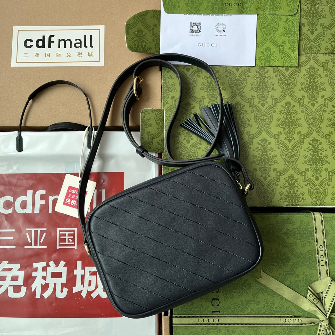 Gucci Blondie Small Shoulder Dark Blue Leather Bag - 21x15.5x5cm