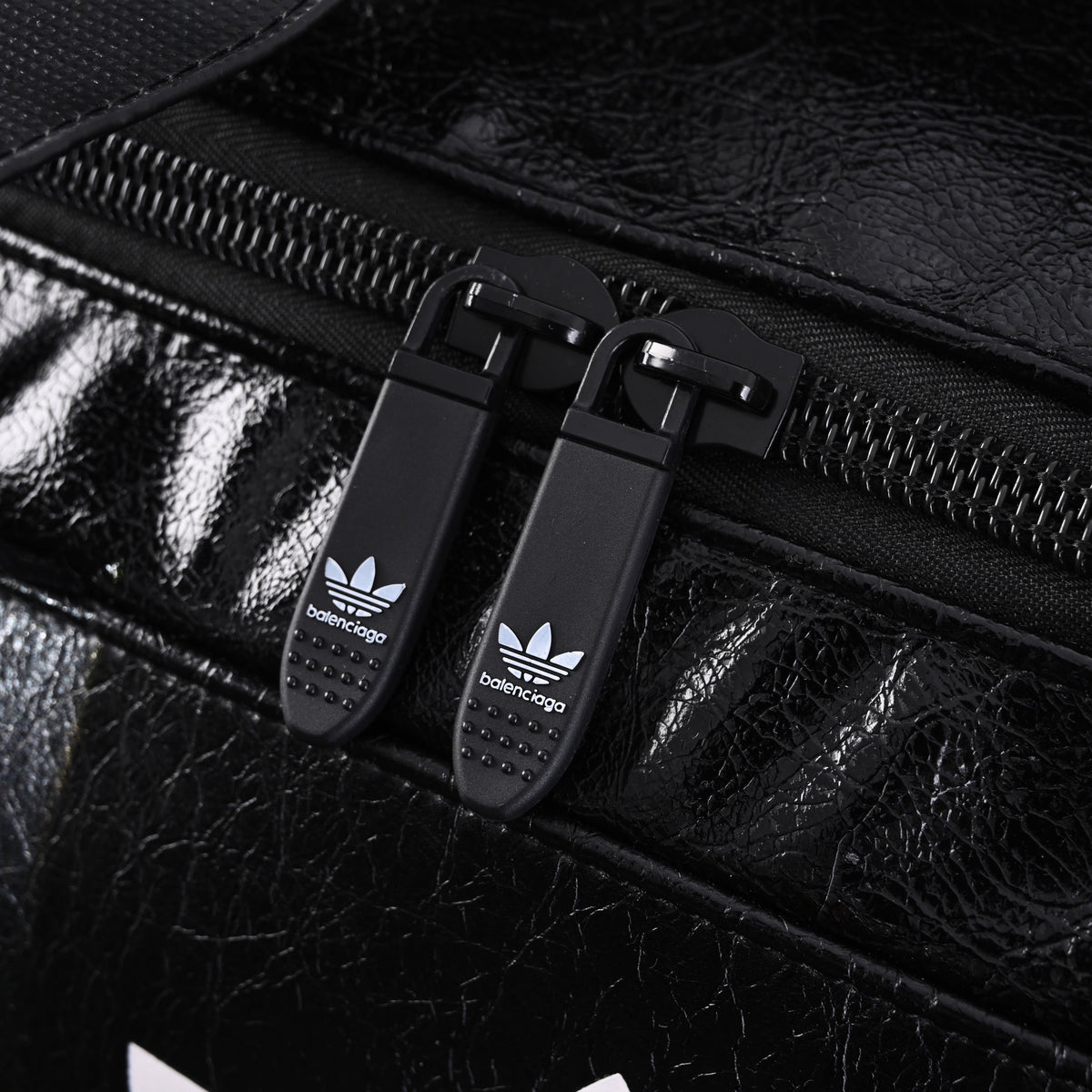 Balenciaga x adidas Large Duffel Travel Bag – Black with Trefoil Logo and Triple Stripes