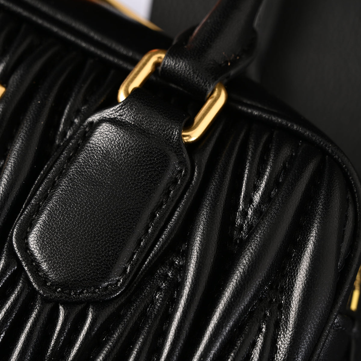 Miu Miu Black Matelassé Leather Top Handle Bag