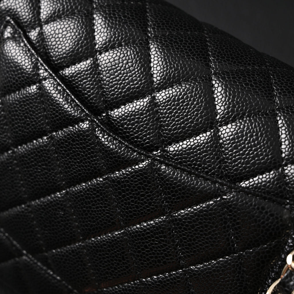 Chanel Classic Flap Bag – Black Quilted Caviar Leather with Gold-Tone Hardware