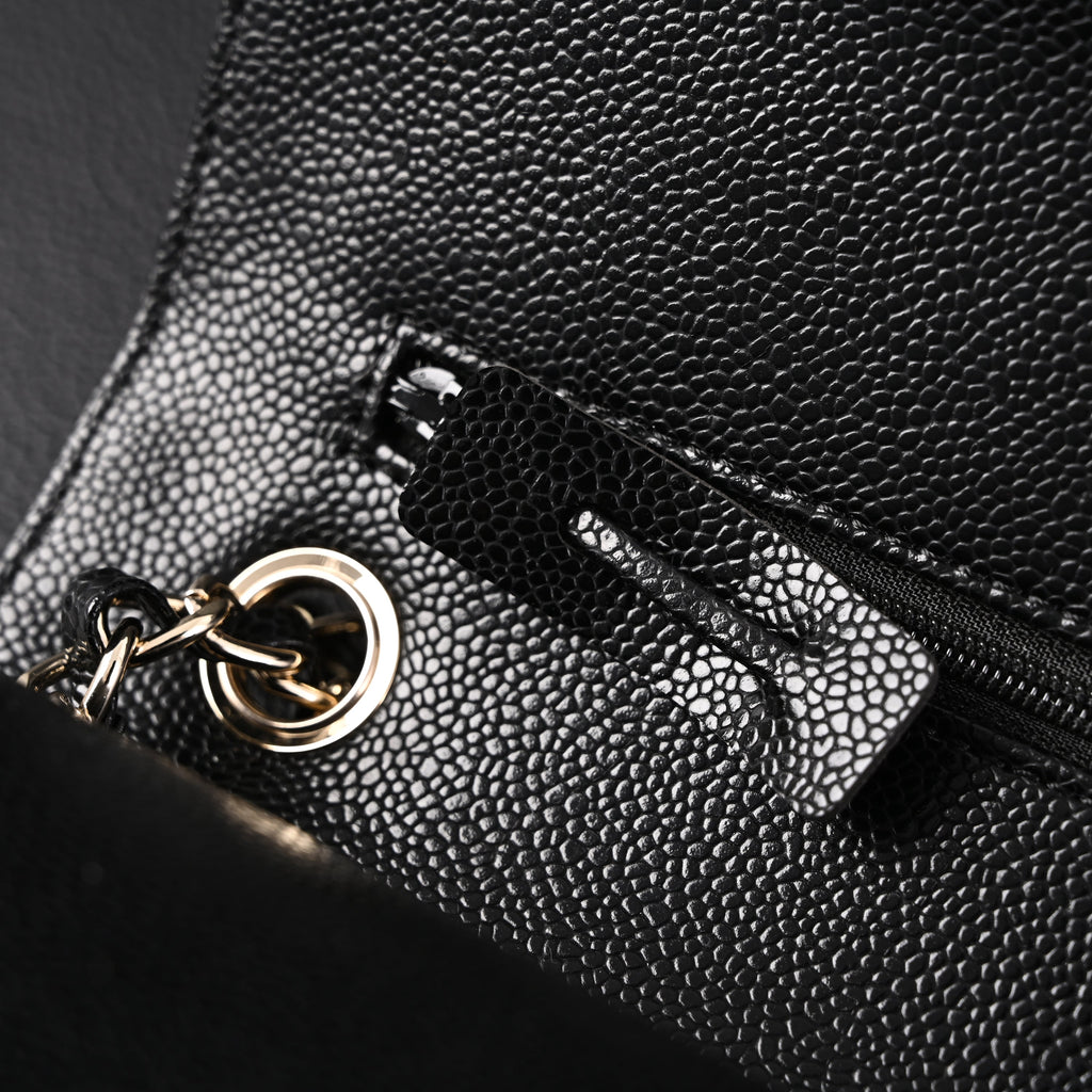 Chanel Classic Flap Bag – Black Quilted Caviar Leather with Gold-Tone Hardware