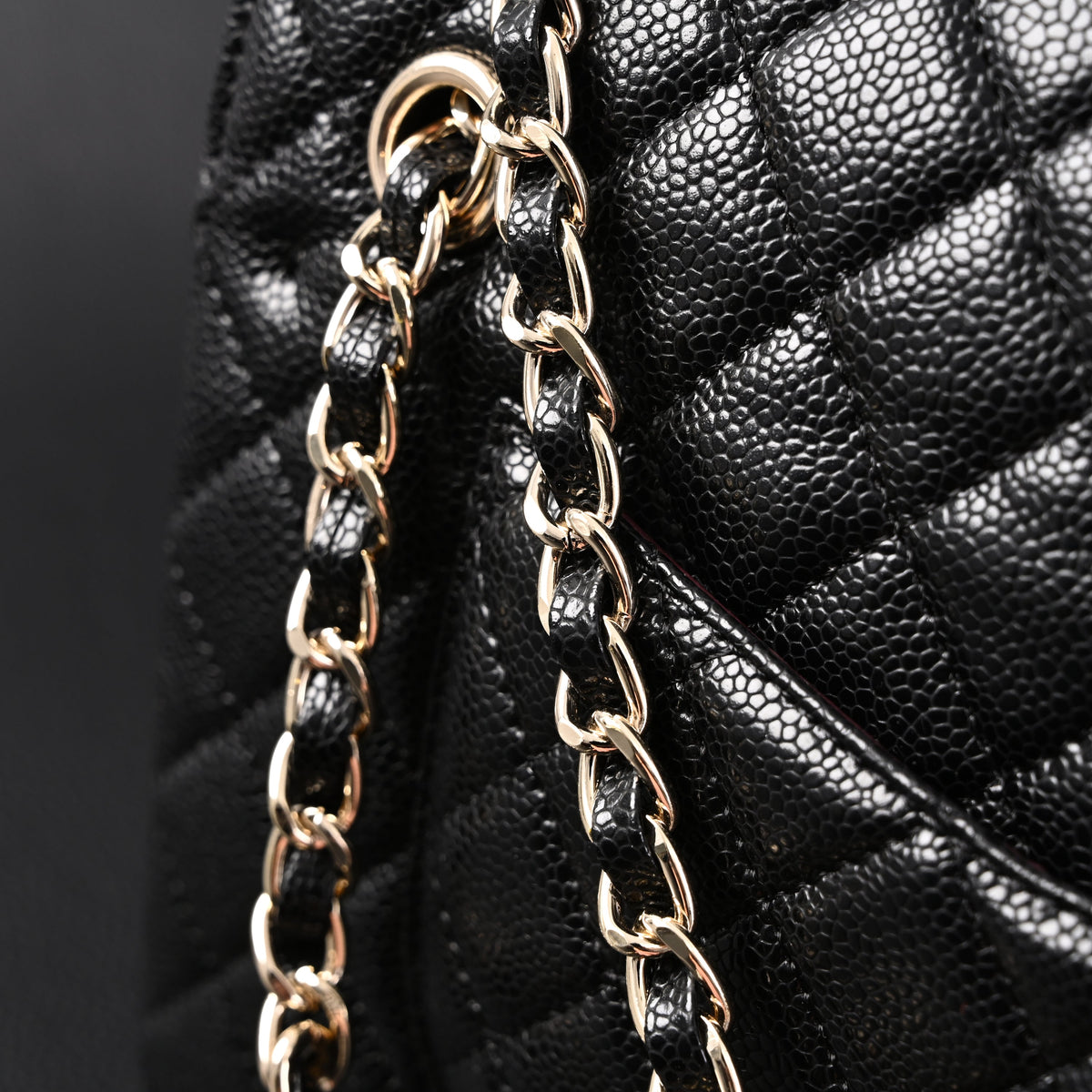 Chanel Classic Flap Bag – Black Quilted Caviar Leather with Gold-Tone Hardware