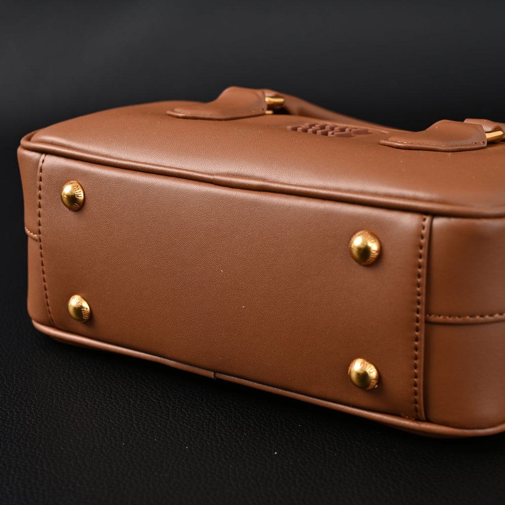 Miu Miu Leather Top Handle Satchel – Caramel Brown