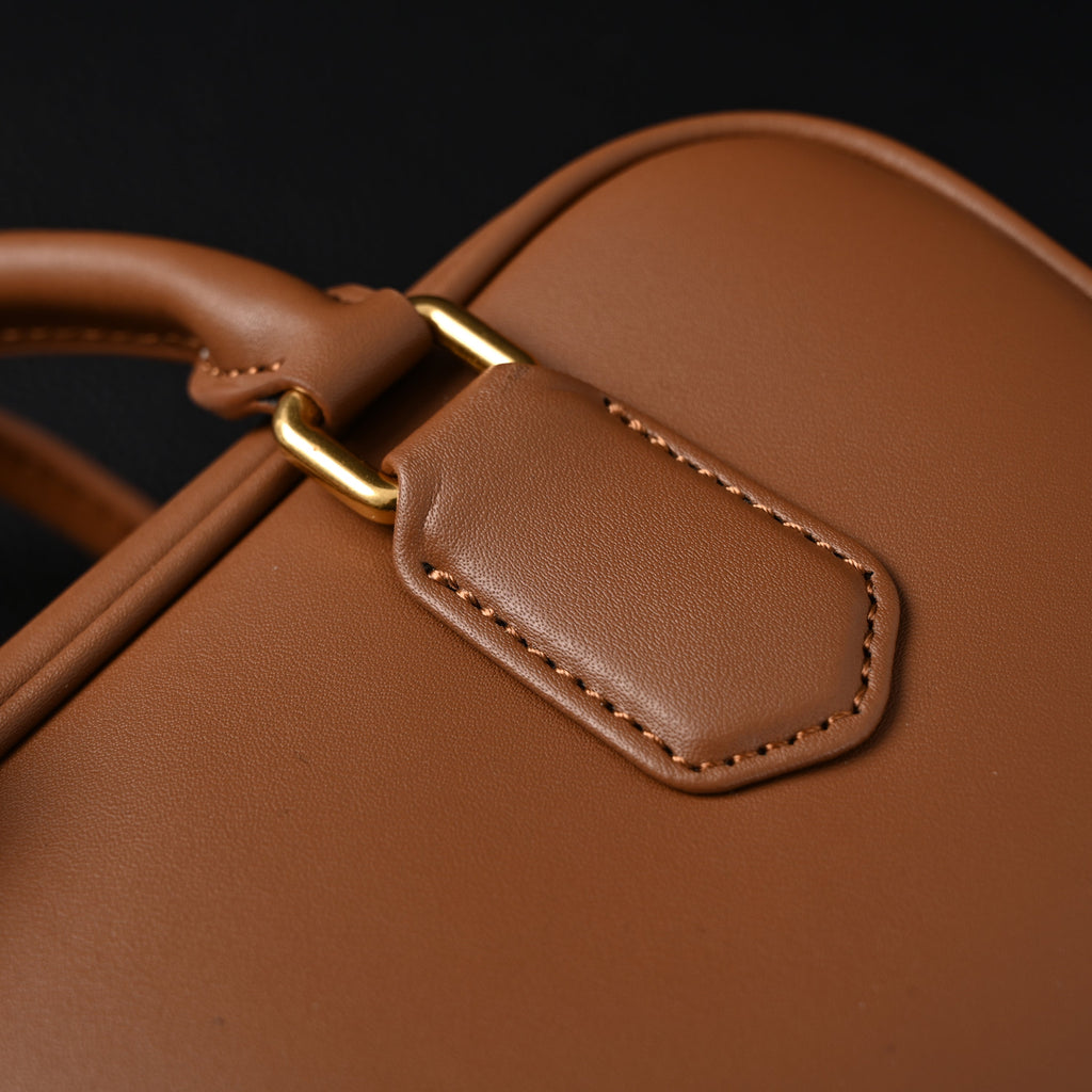 Miu Miu Leather Top Handle Satchel – Caramel Brown