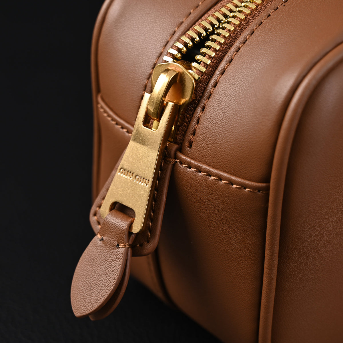 Miu Miu Leather Top Handle Satchel – Caramel Brown