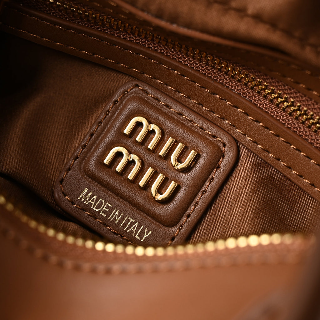 Miu Miu Leather Top Handle Satchel – Caramel Brown