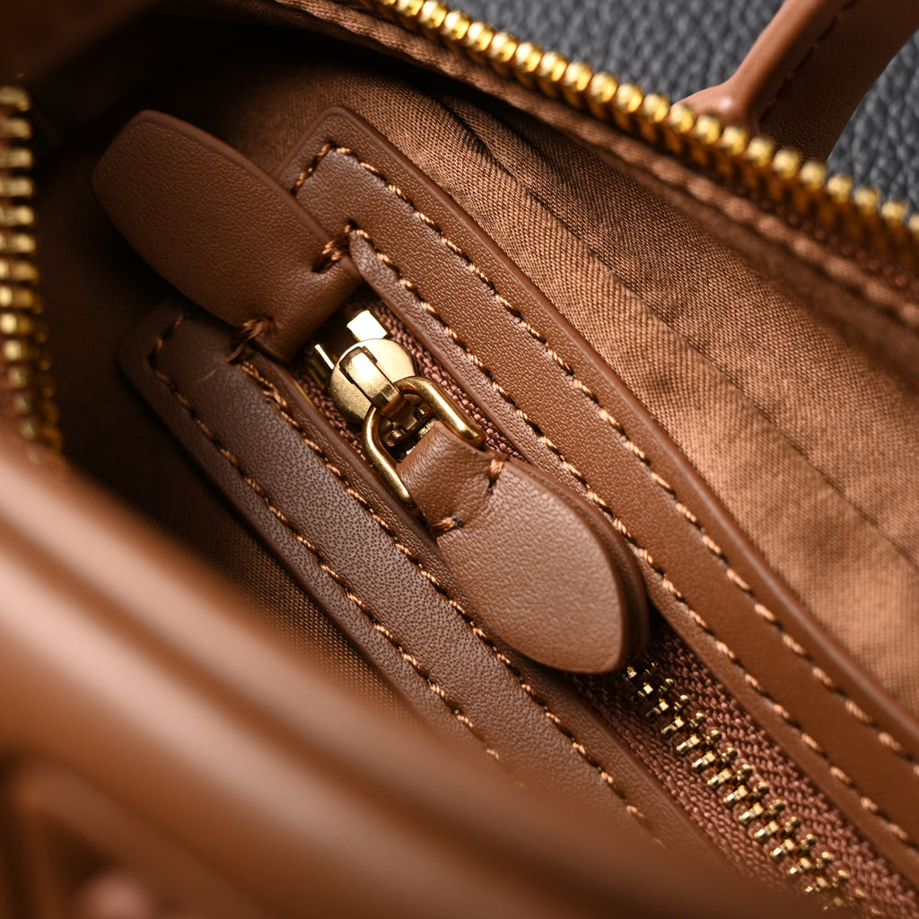 Miu Miu Leather Top Handle Satchel – Caramel Brown