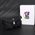 Prada Nylon Black Belt Bag with Silver Logo