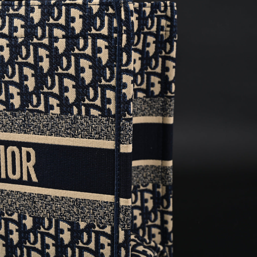 Christian Dior Large Book Tote – Blue Oblique Embroidery