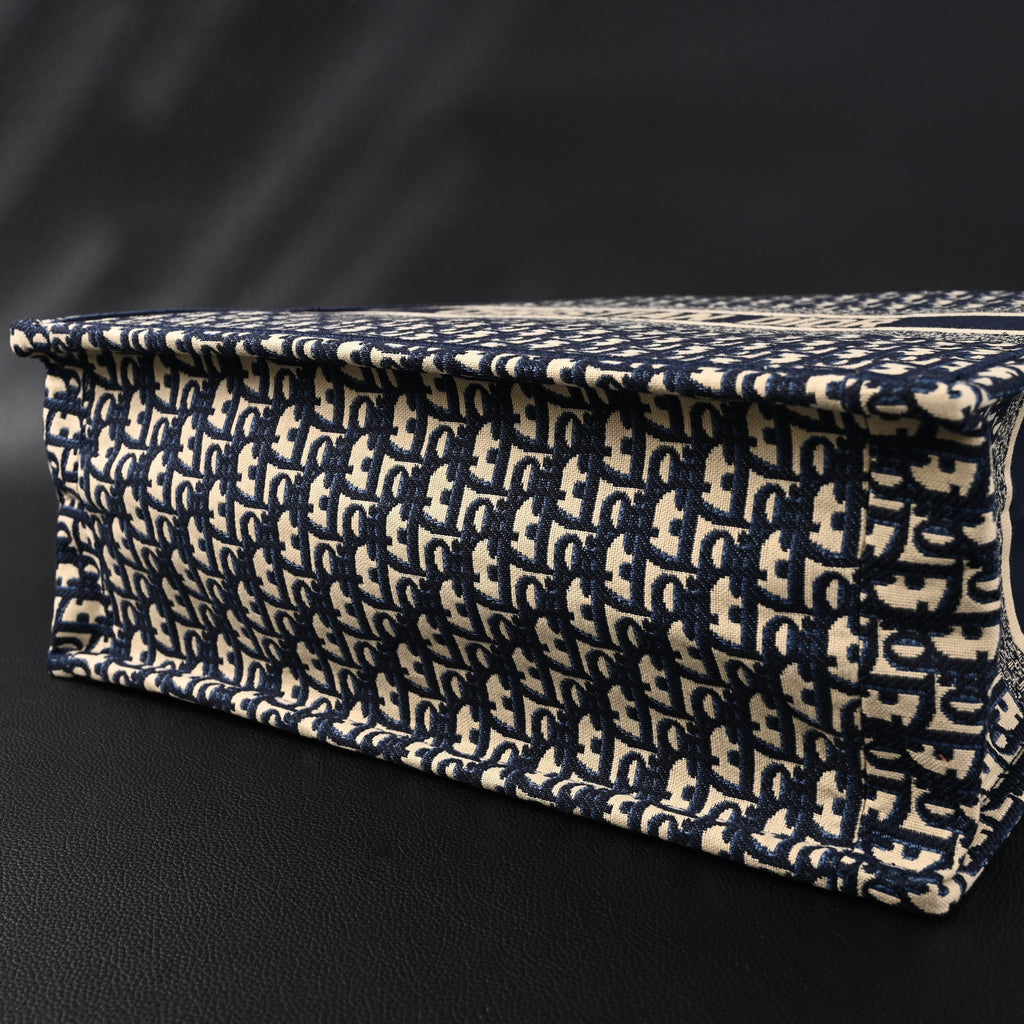 Christian Dior Large Book Tote – Blue Oblique Embroidery