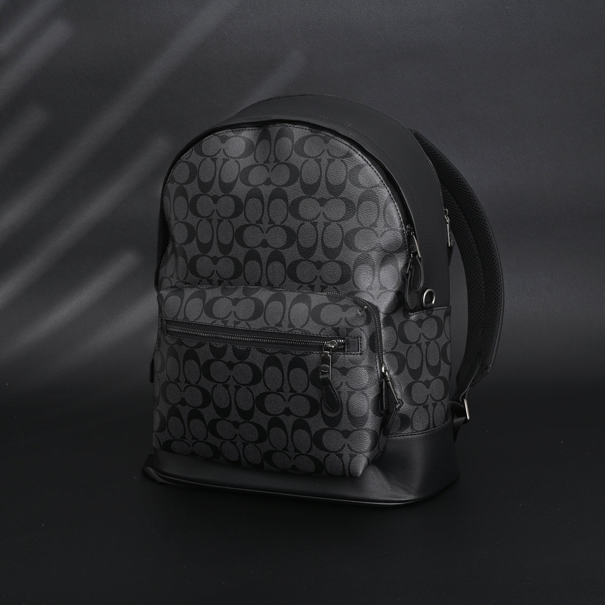 Coach West Backpack – Signature Canvas in Black/Grey