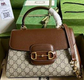 Gucci Horsebit 1955 Medium Ophidia and Brown Leather 29x20x13cm