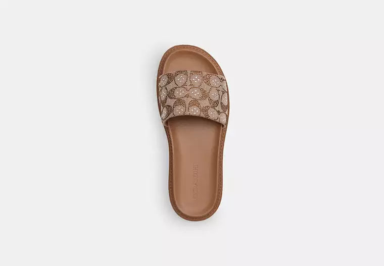 Brynn Slide Sandal In Crystal Signature Jacquard