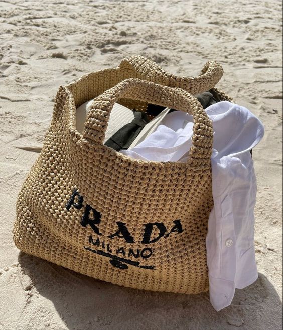 Prada Raffia Bag Handbag Beach Bag for Summer