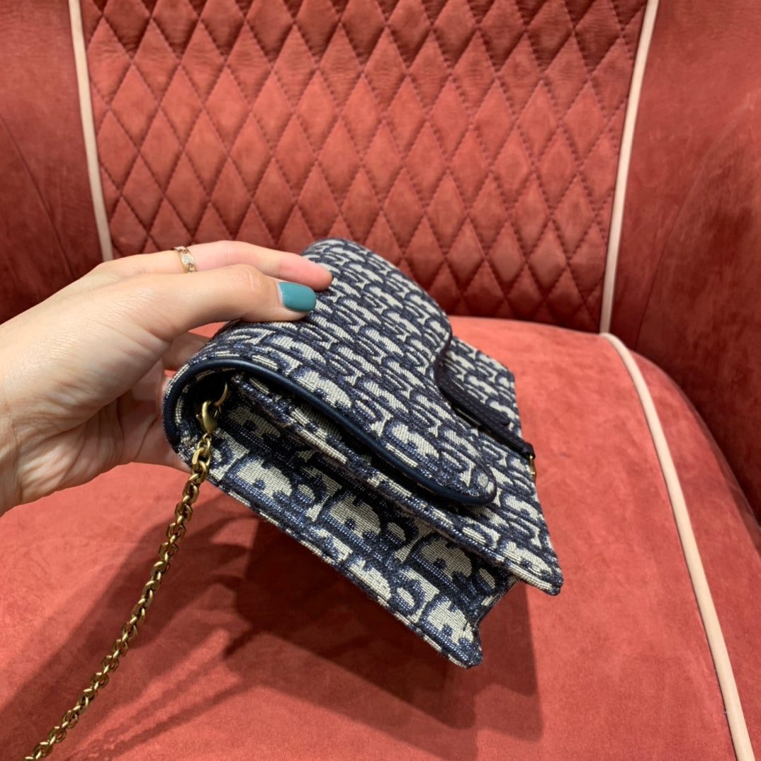 Dior Saddle Pouch Blue Dior Oblique Jacquard - 22 x 14.5 x 4.5 cm